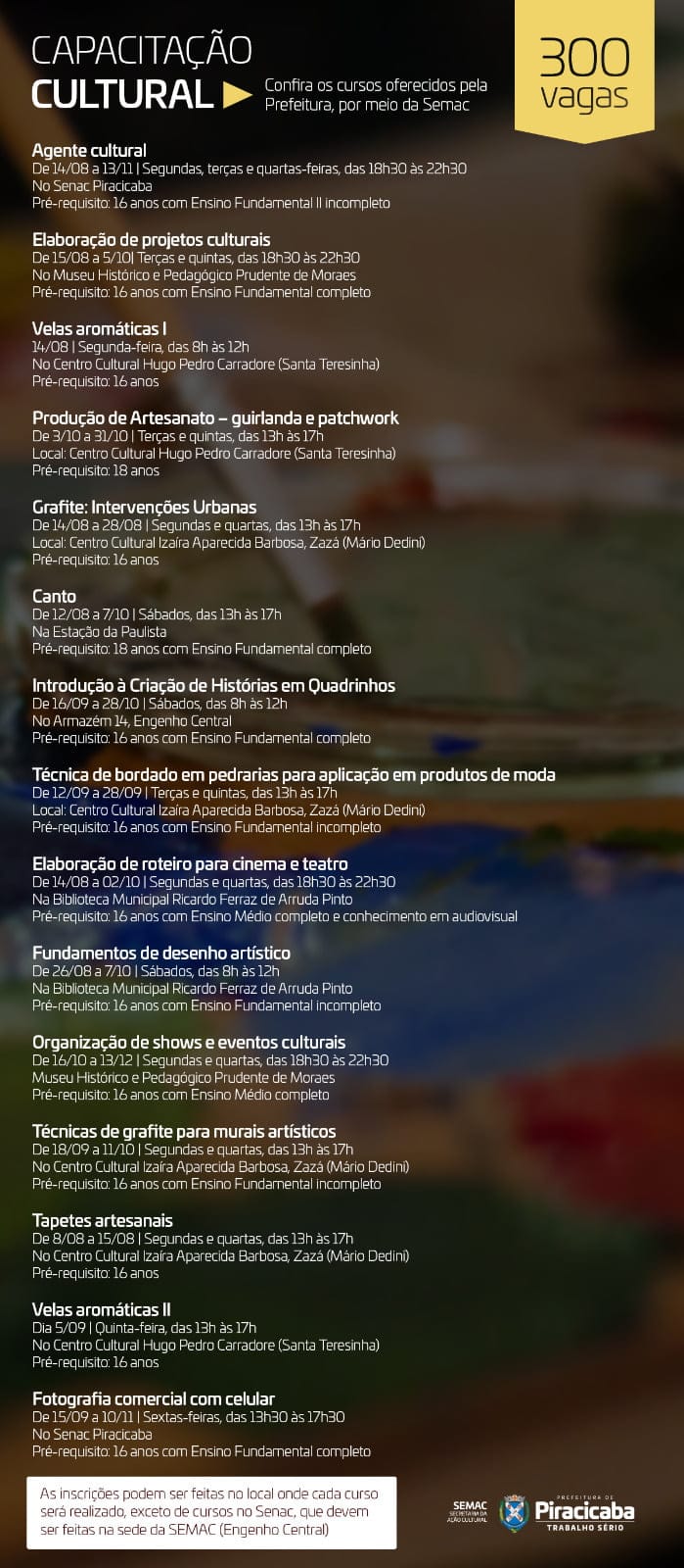 Lista de todos os Cursos de Capacitação Cultural