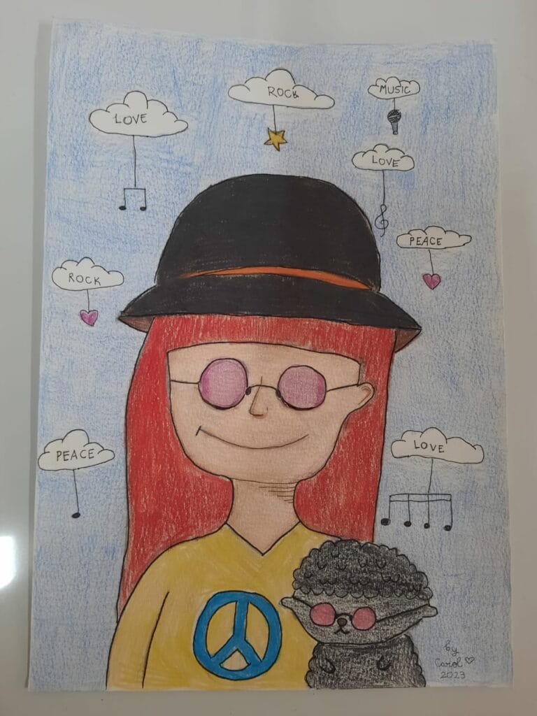 Desenho Rita Lee, aluno Carolina Orlando Spruck, 9 anos, Escola Maple Bear