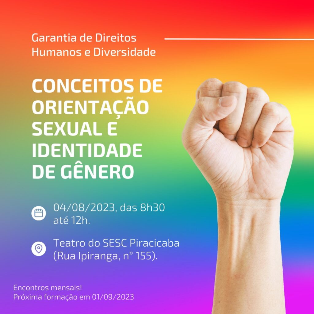 Imagem de convite com informações sobre o primeiro encontro de Formação LGBTQIA+