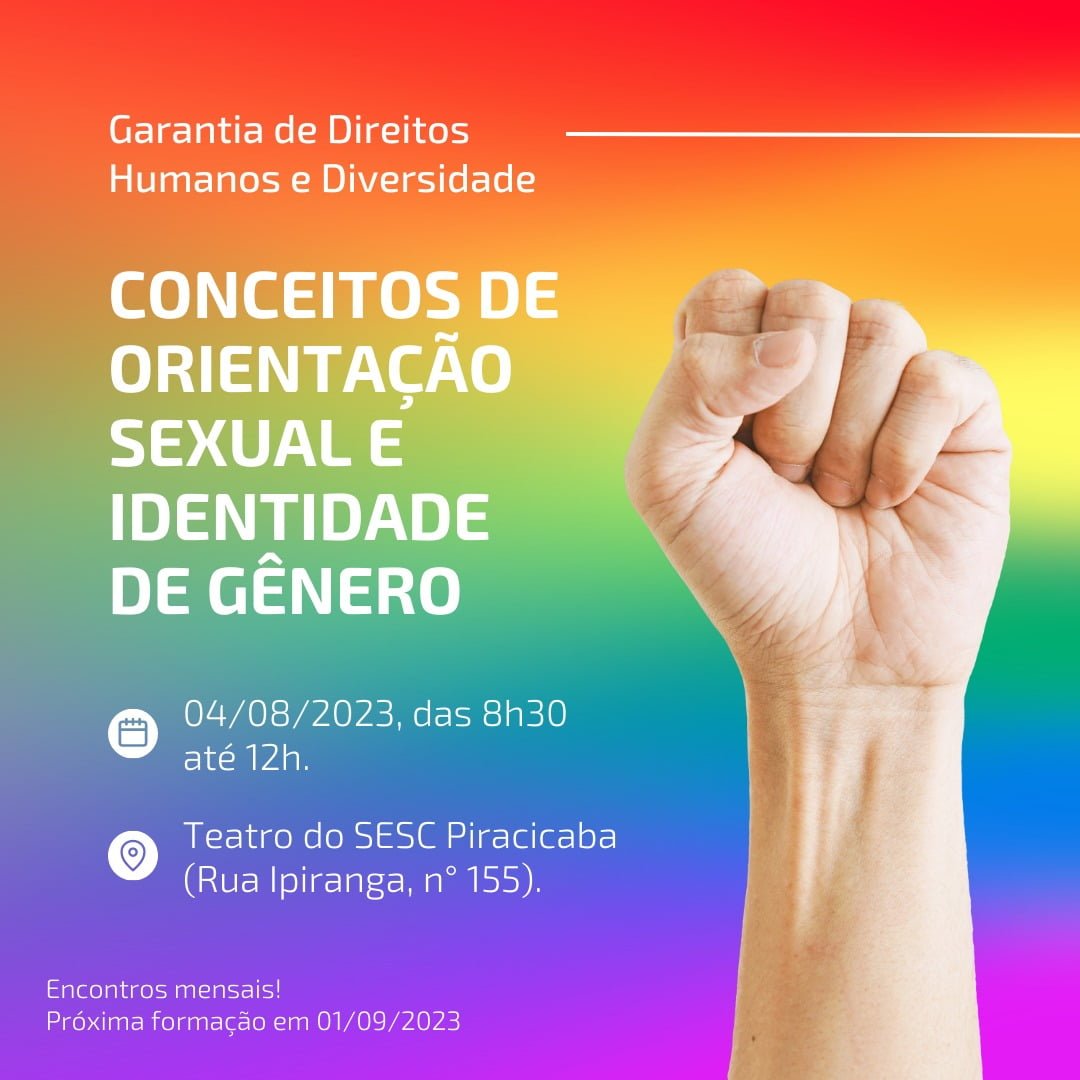 Imagem de convite com informações sobre o primeiro encontro de Formação LGBTQIA+