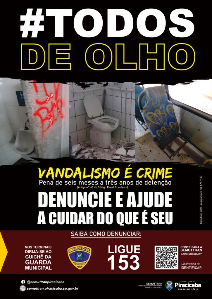 cartaz de campanha de conscientização contra atos de vandalismo