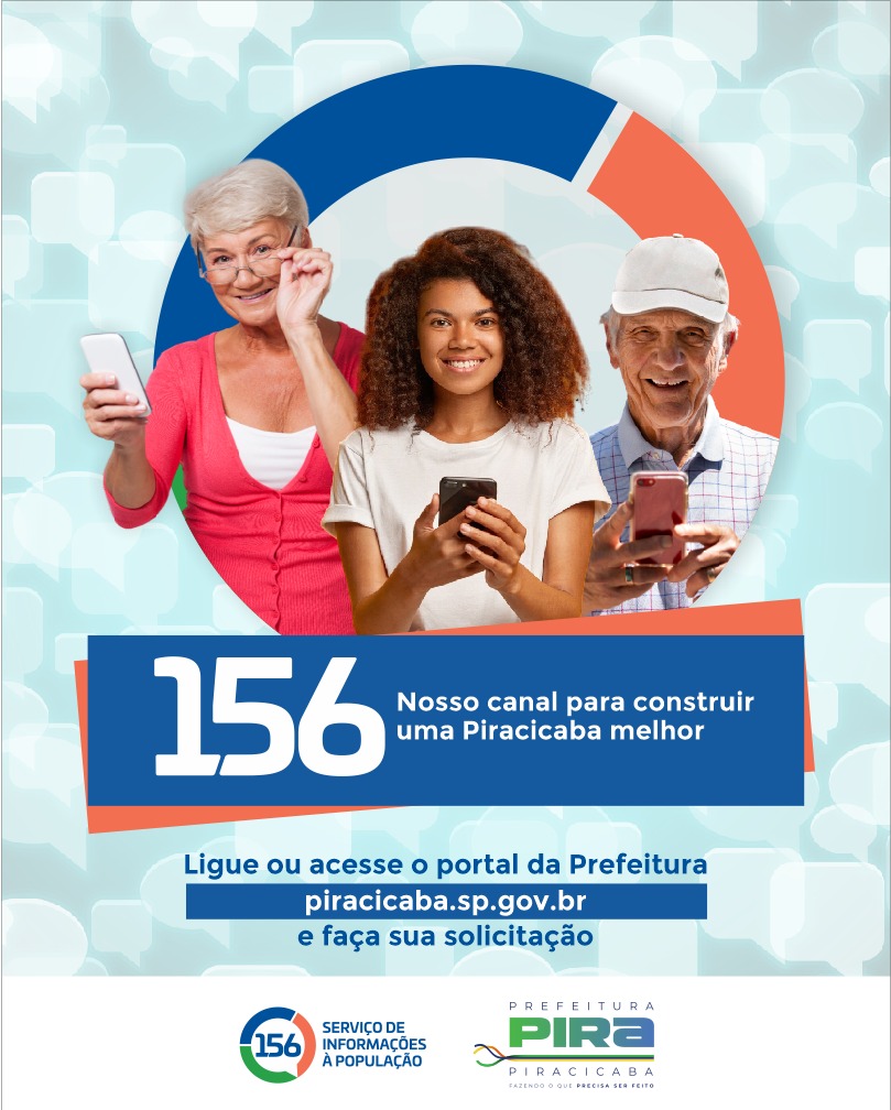 A imagem é um anúncio e link para o serviço 156 da Prefeitura de Piracicaba. 
