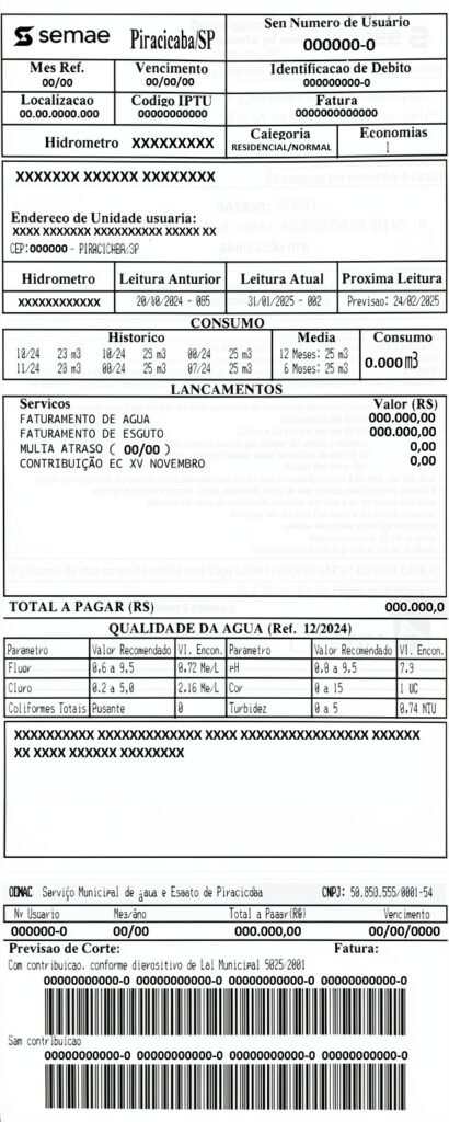 foto mostra modelo de fatura que será descontinuado pelo Semae