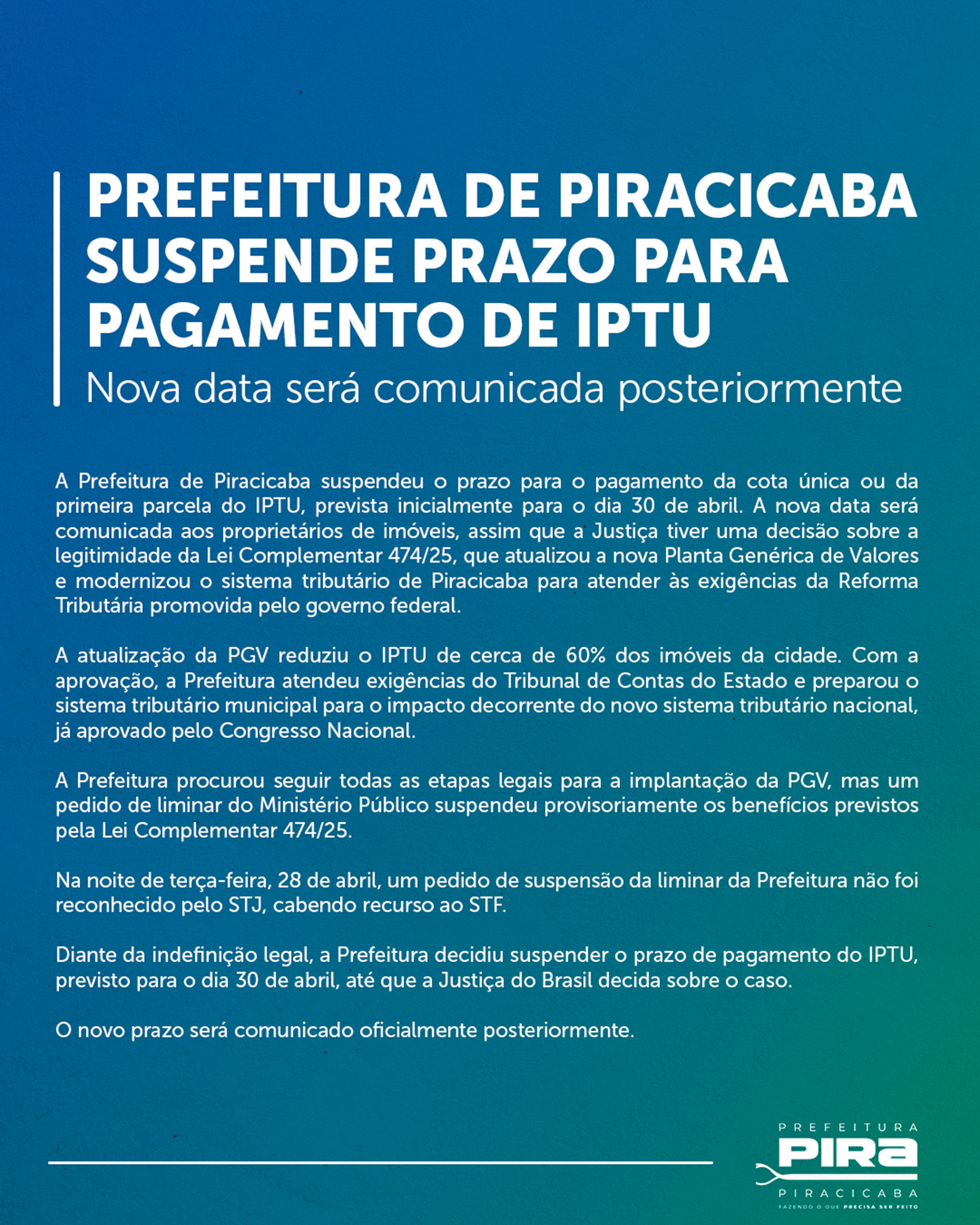 Aviso sobre IPTU